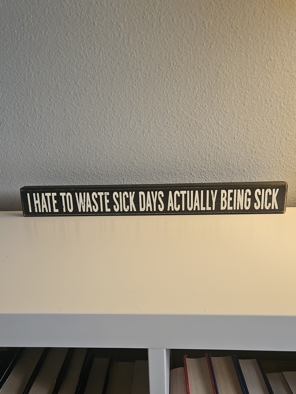 Black Wooden Quote Sign - I Hate to Waste Sick Days